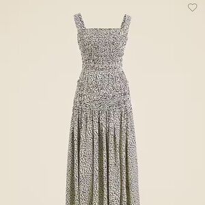 J. Crew Black and White Smocked Midi Dress